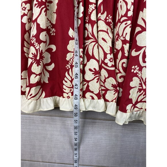 Royal Creations Hawaiian Dress L Red Hibiscus Muumuu Maxi Ruffle On/Off Shoulde - Picture 8 of 11